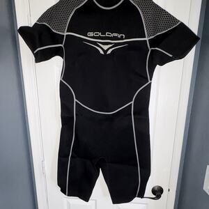 Goldfin Men's Shorty Wetsuit Black/Gray Short Sleeve Full Zip Back XL